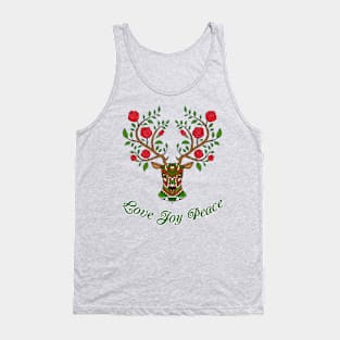 Elegant Christmas Deer With Roses Tank Top